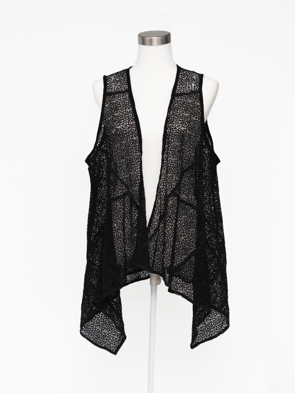 Lamarque - Nicole Black Leather Laser-Cut Drape Vest